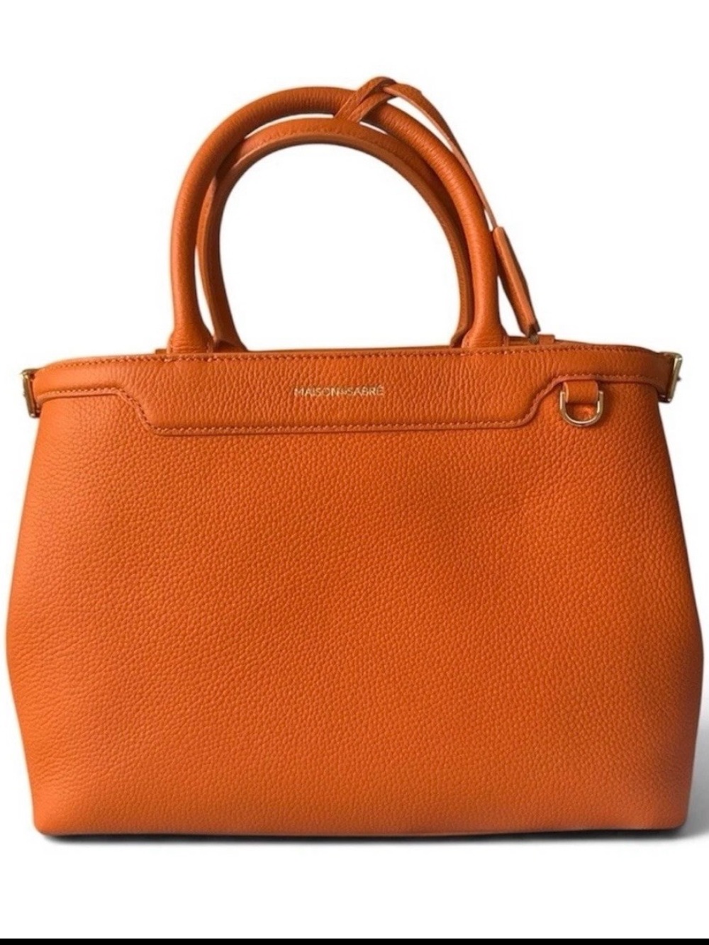 MAISON de SABRÉ palais Medium Orange Satchel Top Handle Zip, Detachable Strap